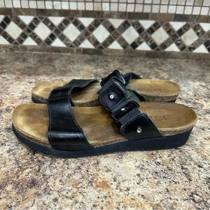 Naot Ashley Elegant Black Leather Studded Slip On Sandals Size EU 42 US 11